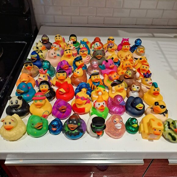 Other - Lot of 69 assorted rubber ducks. Pirates, police men, owls, chicken, princess
